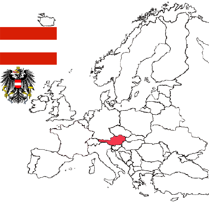 Location of Austria in Europe.