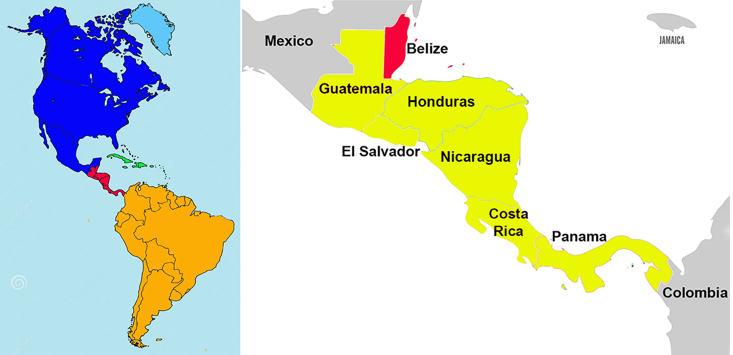Location of Belize in the Americas.