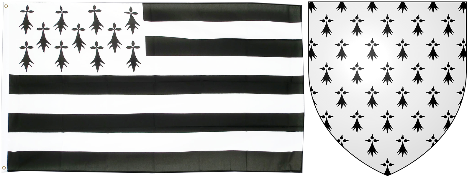 The flag and arms of Birttany.