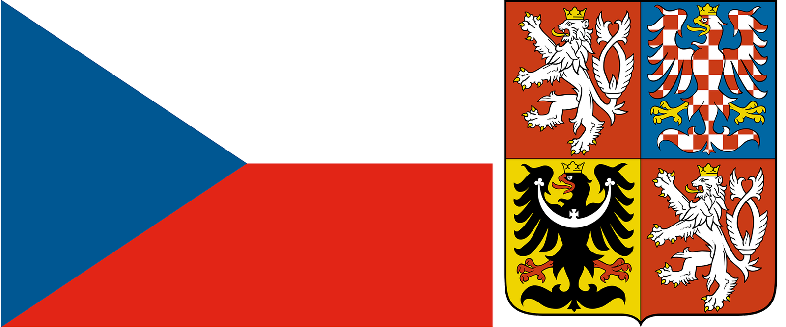 The flag and coat of arms of Poland.