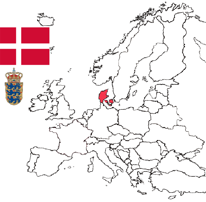 Location of Denmark in Europe.