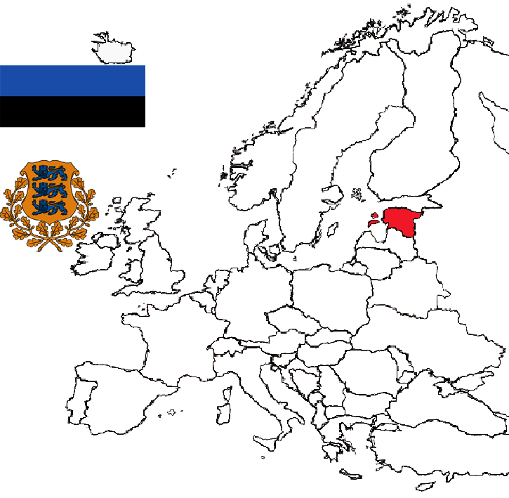 Location of Estonia in Europe.