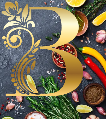 Decorative capital B on background.