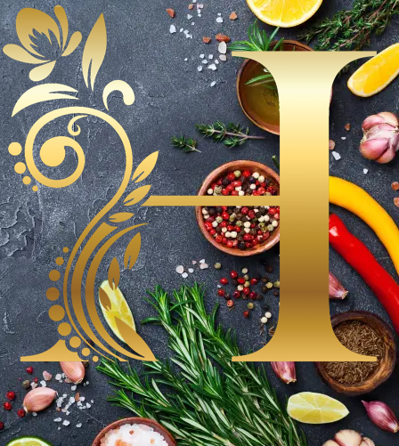 Decorative capital H on background.