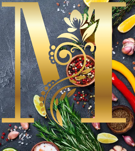 Decorative capital M on background.