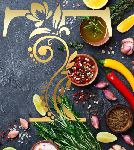 Decorative capital T on background.