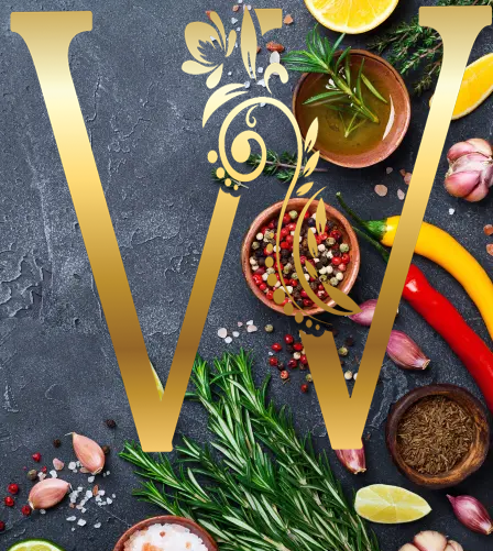 Decorative capital W on background.