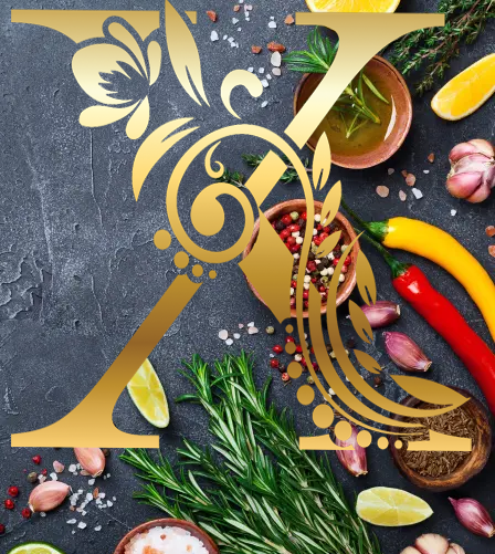 Decorative capital X on background.