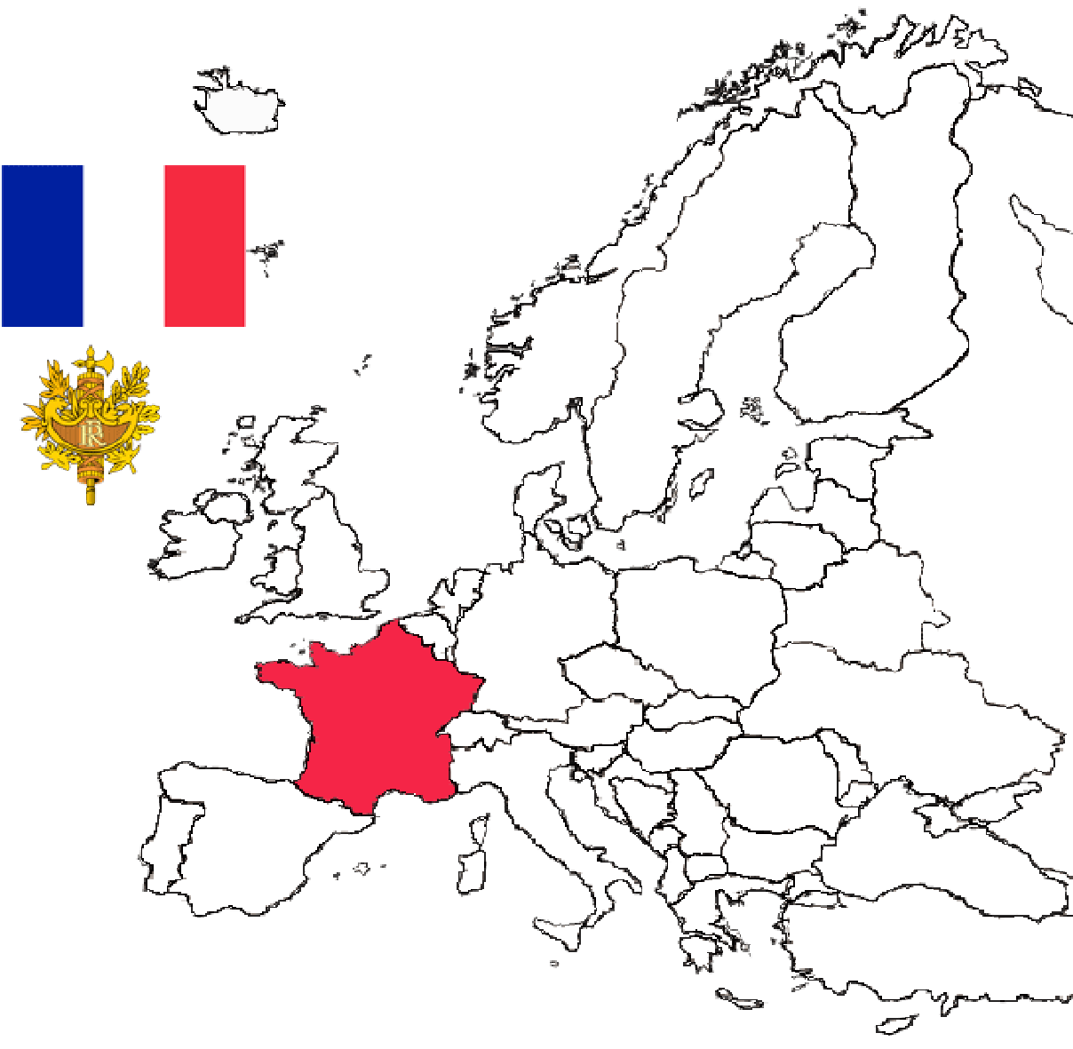 Location of France in Europe.