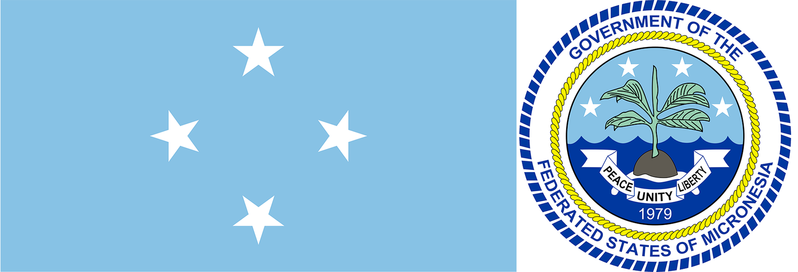 The flag and seal of the Federated States of Micronesia.