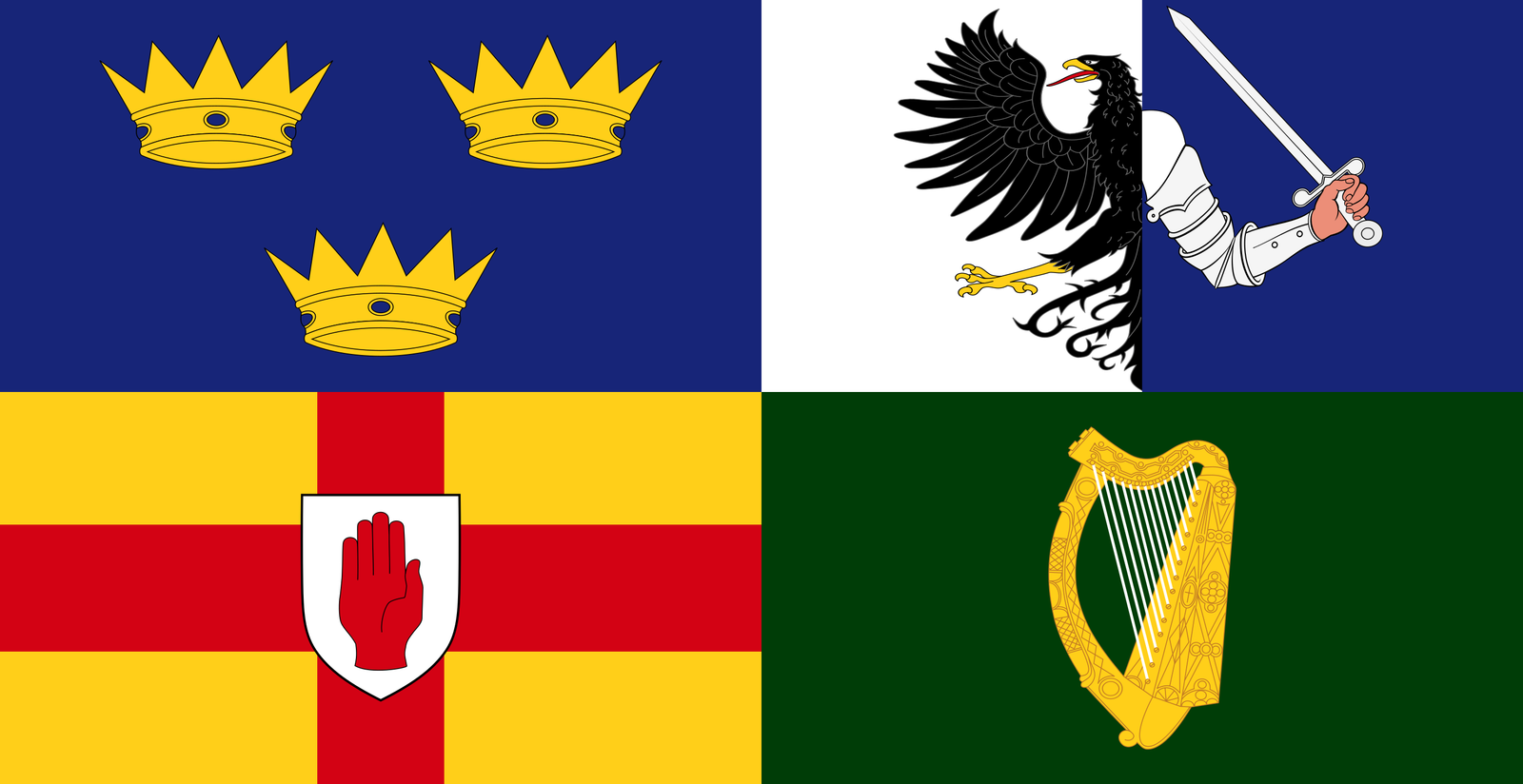 The four provinces flago of Ireland.