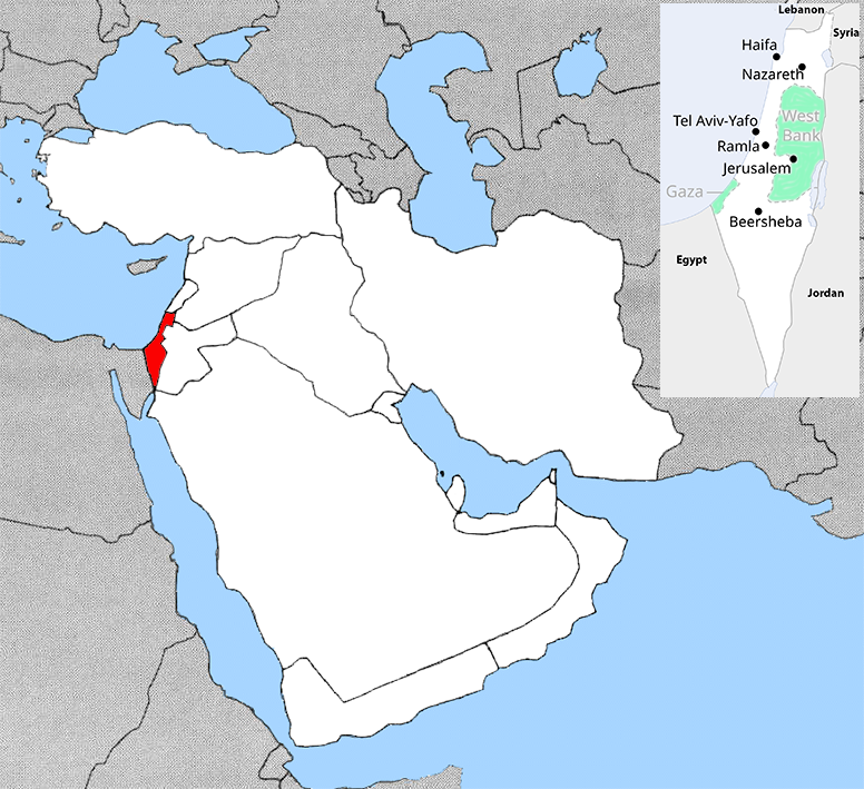 Location of Israel in West Asia.