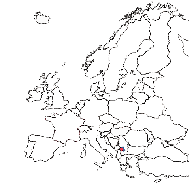 image of Kosovo, in relation to Eastern Europe with with Kosovo picked out in red