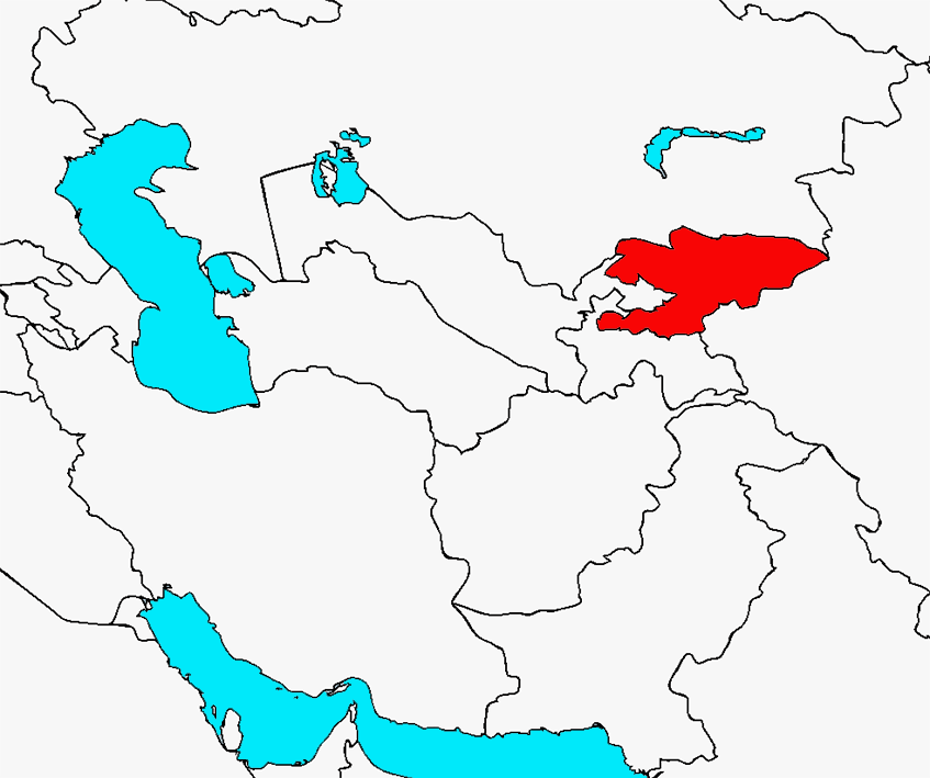 Location of Kyrgyzstan in Central Asia.
