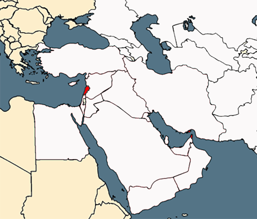 Location of Lebanon in the Levant.