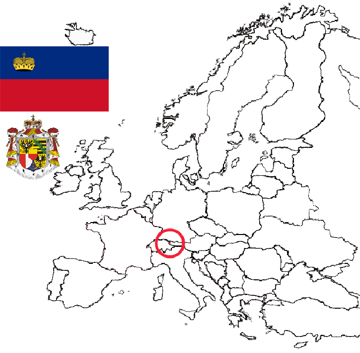 Location of Liechtenstein in Europe.