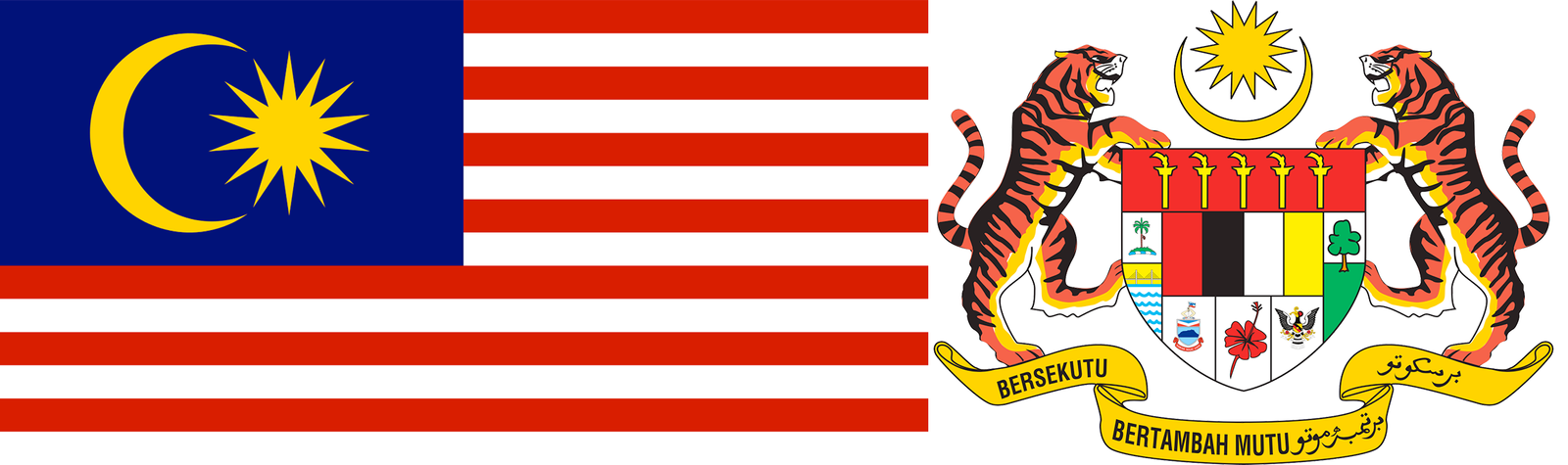 The flag and coat of arms of Mexico.