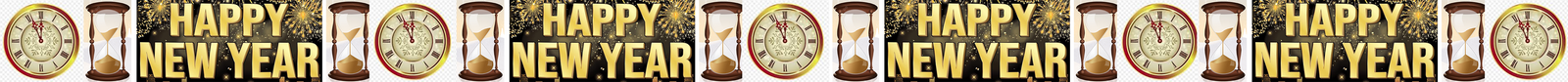 New Year Banner of clocks, timer and Happy New Year text