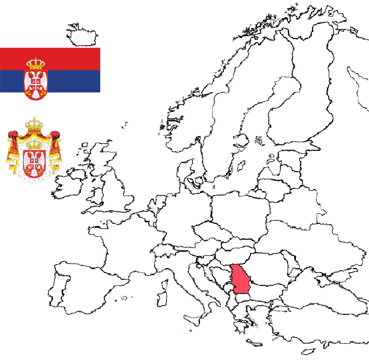 image of Serbia, in relation to Eastern Europe with with Serbia picked out in red