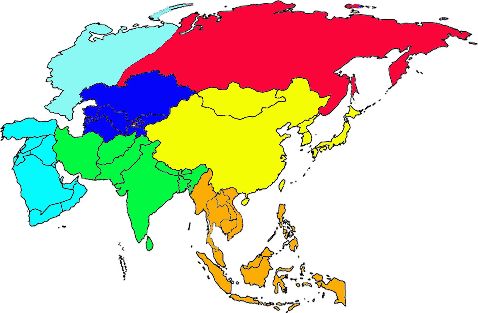 Location of Siberia in Asia.