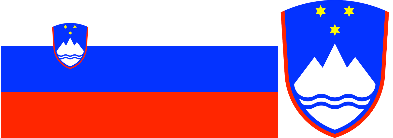 The flag and arms of Slovenia.