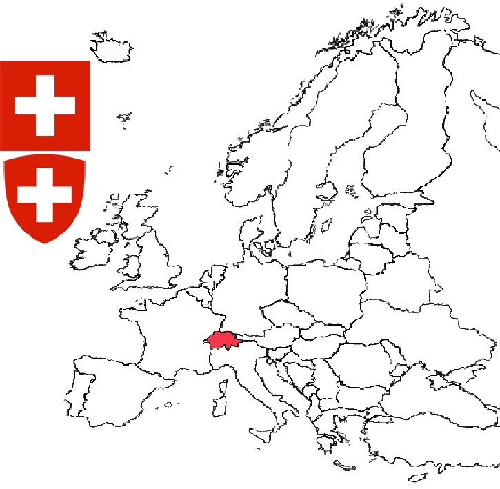 Location of Switzerland in Europe.