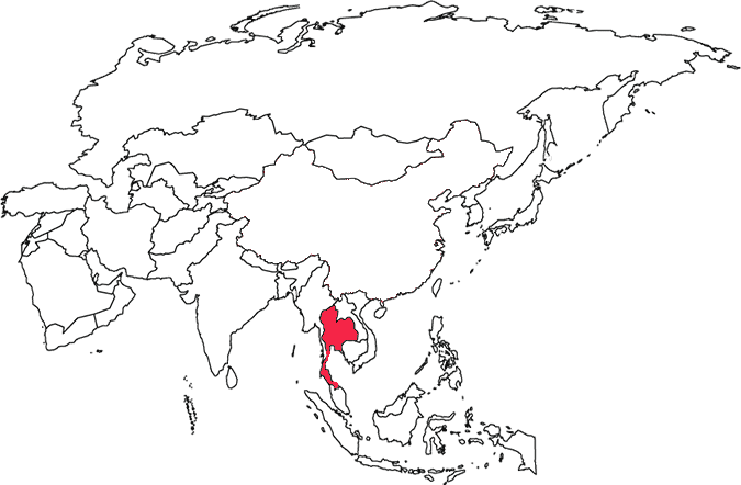 Location of Thailand in Asia.