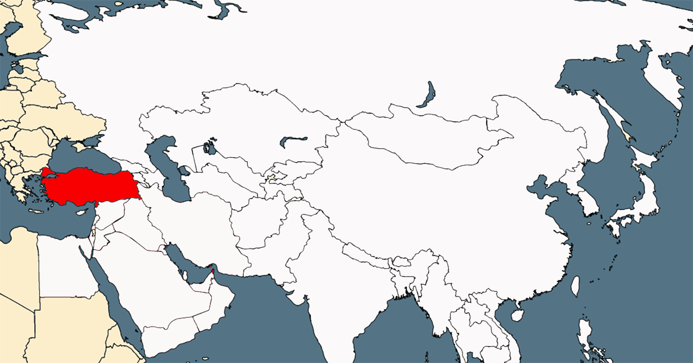 Location of Turkey in the Caribbean.