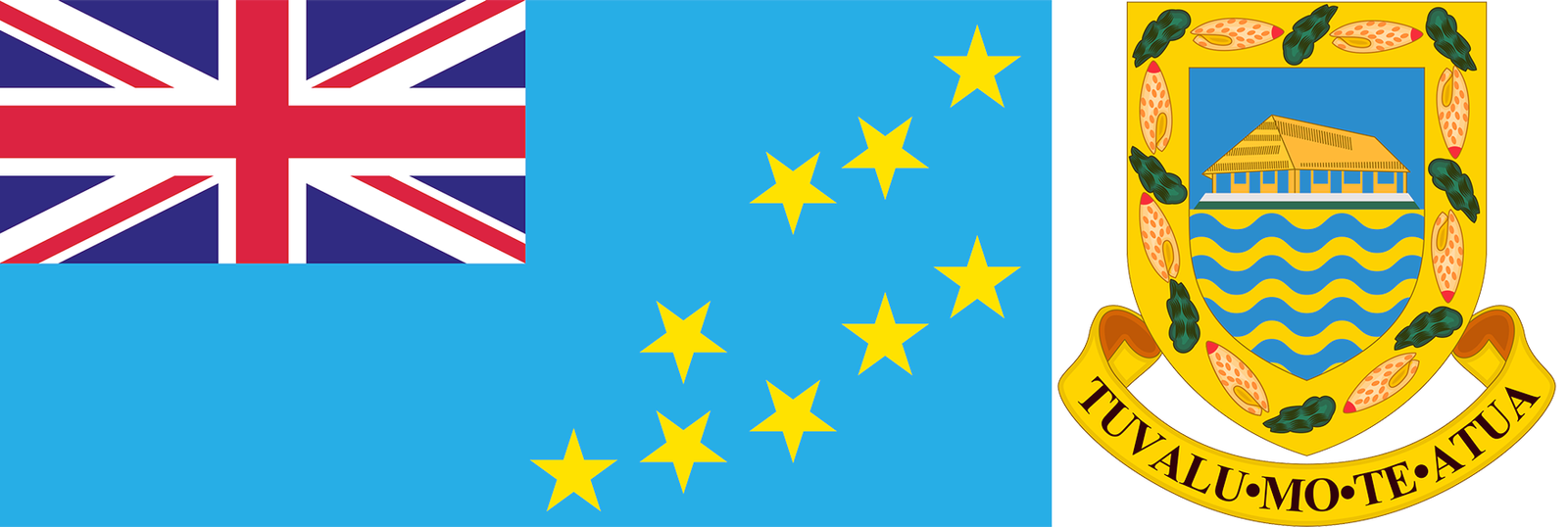 The flag and coat of arms of Tuvalu.