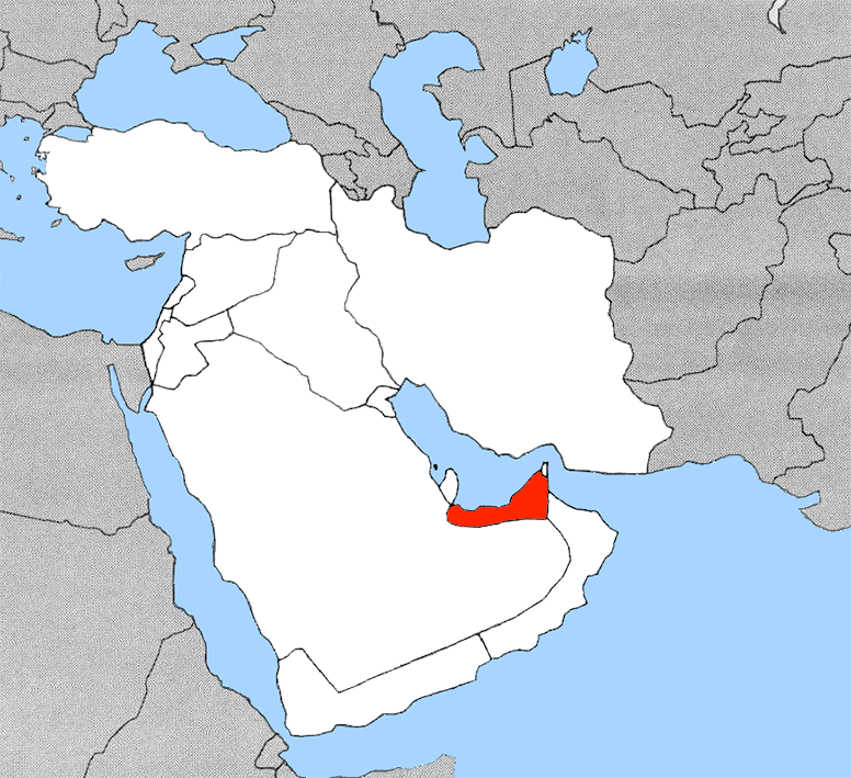 Location of UAE in the West Asia.