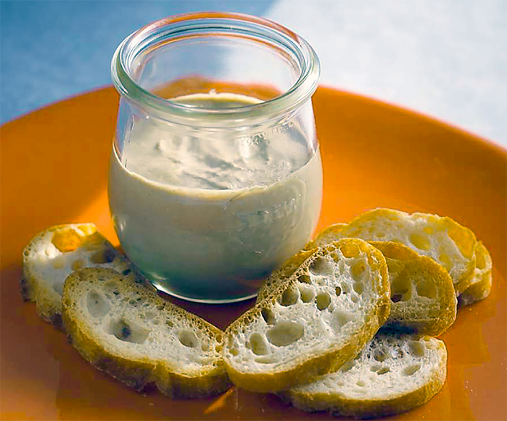 Chicken liver mousse served in a glass