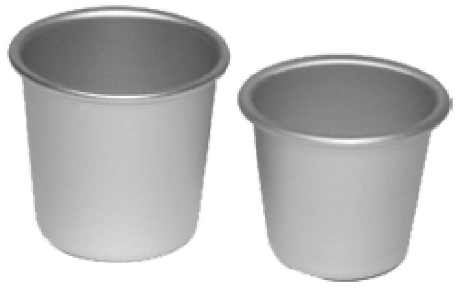 Two sizes of metal dariole moulds