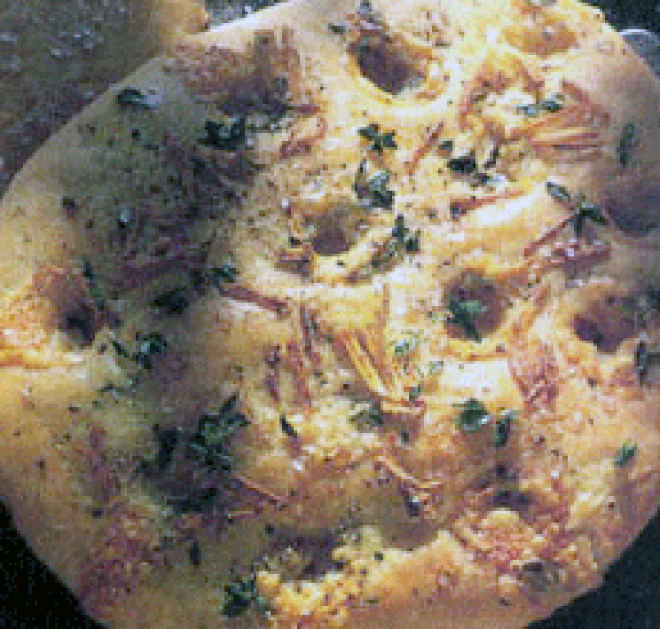 Baked focaccia flatbread