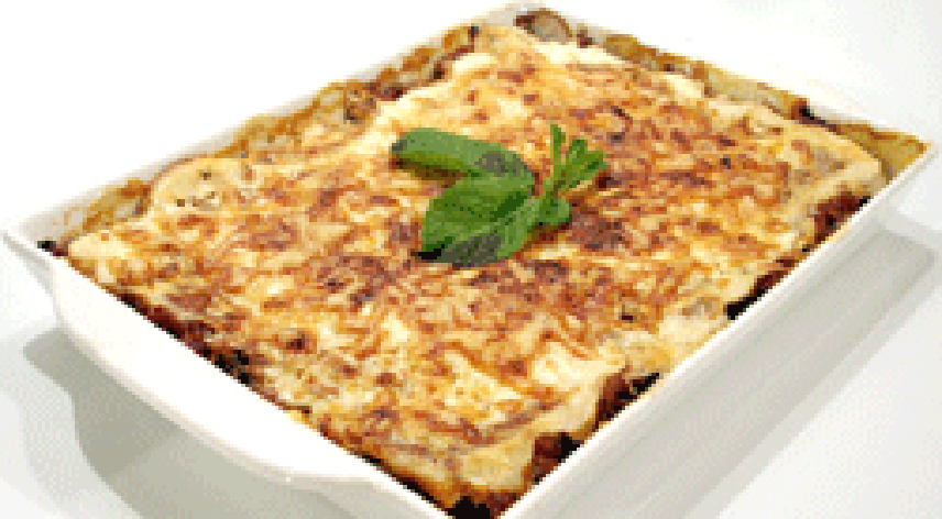 Gratin served in a white gratin dish