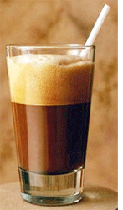 Greek frappe drink in a glass