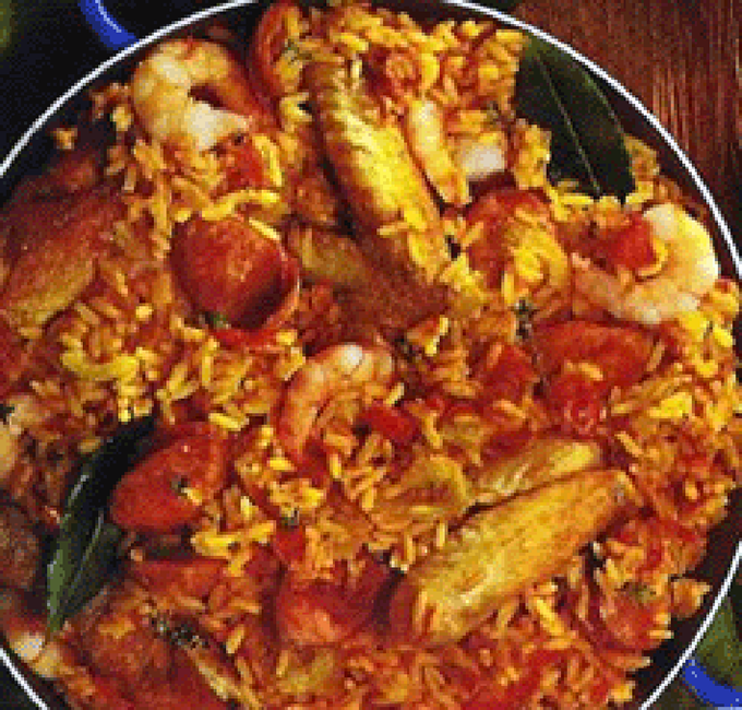 Jumablaya in a cooking pot