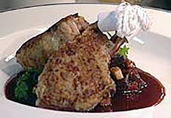 Lamb cutlets served in Reform Sauce