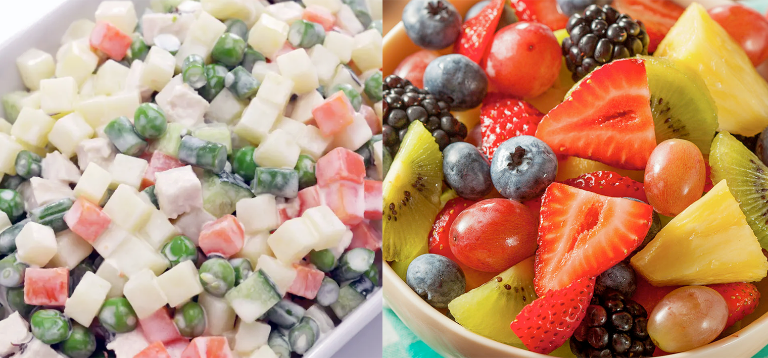 Macedoine of vegetables and fruit