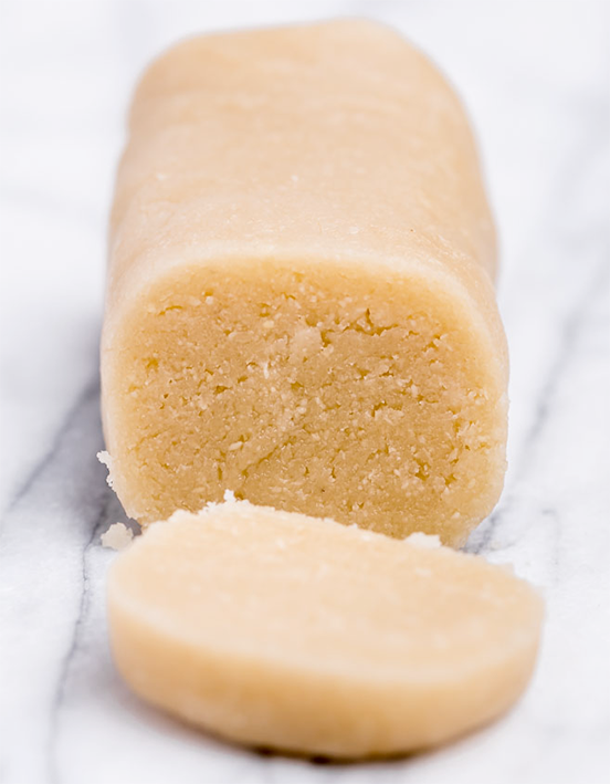 Rolled block of home-made marzipan