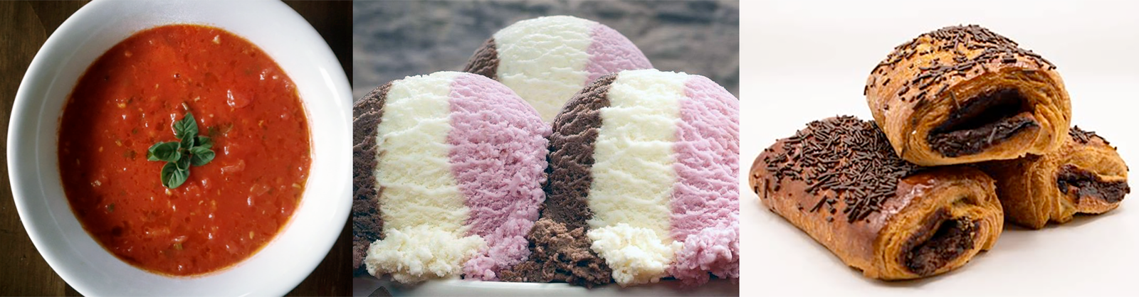 Neapolitana sauce, neapolitana ice cream and neapolitana pastry