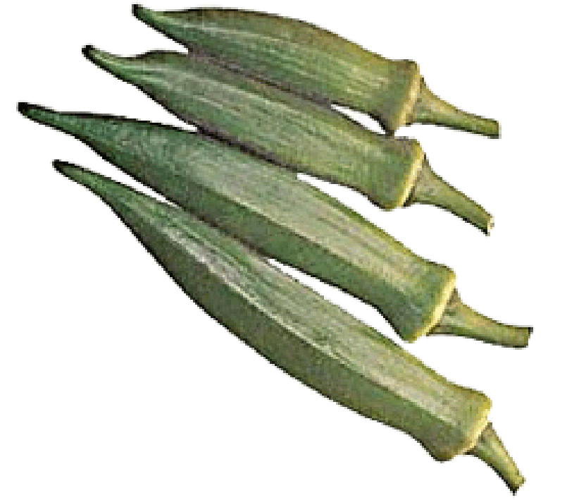 Four okra pods