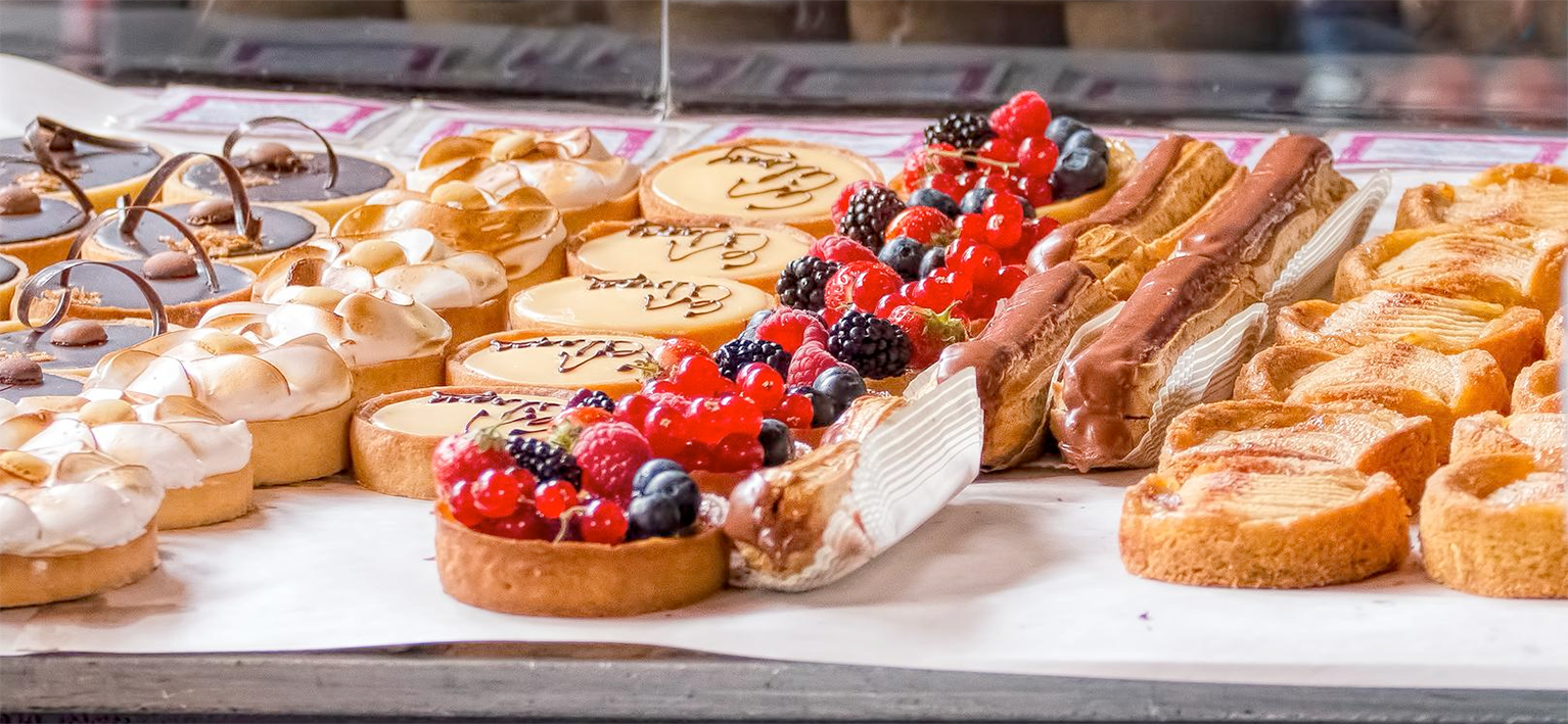 Patisserie; window display of French pastry shop
