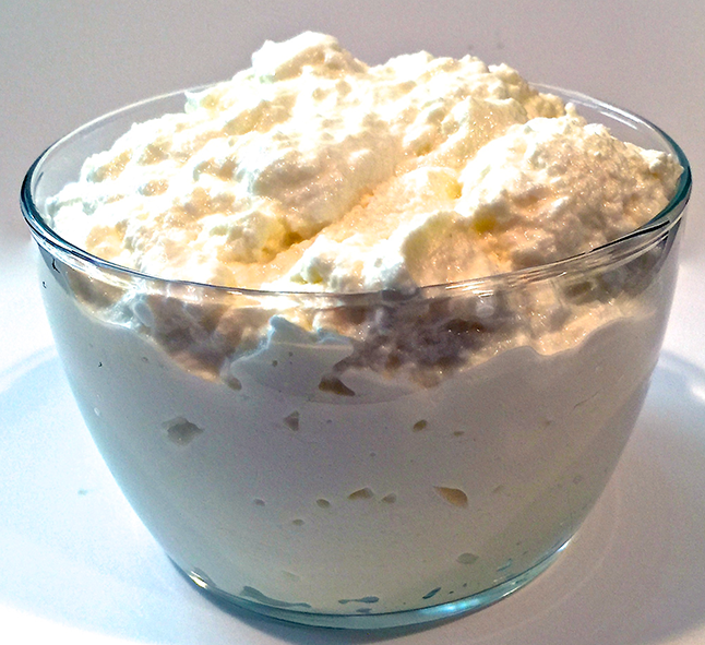 Ricotta cream cheese in a glass