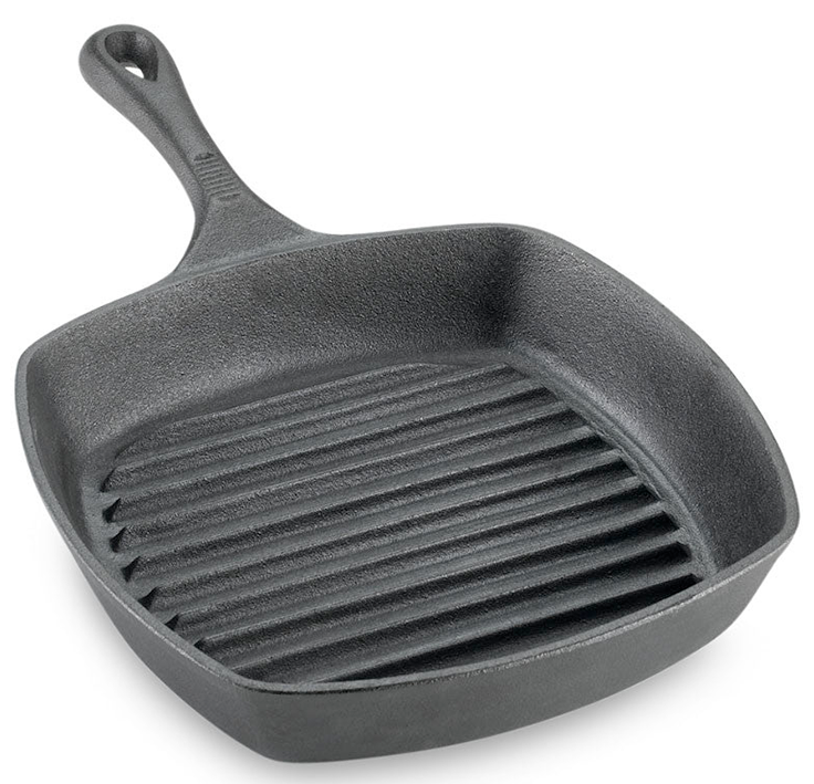 Ridged cast iron griddle pan