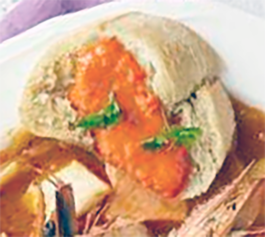 Rouille presented on a slice of baguette