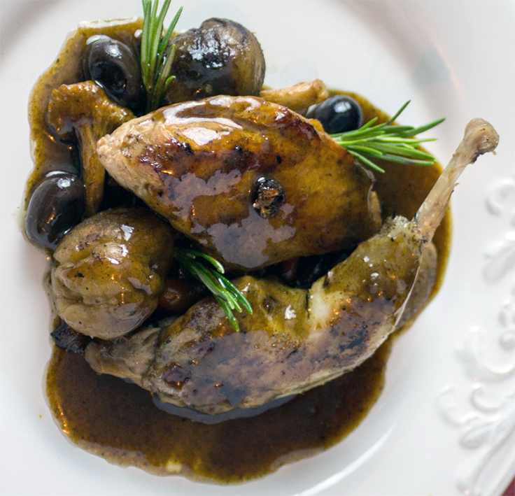 Salmis of roasted partridge legs