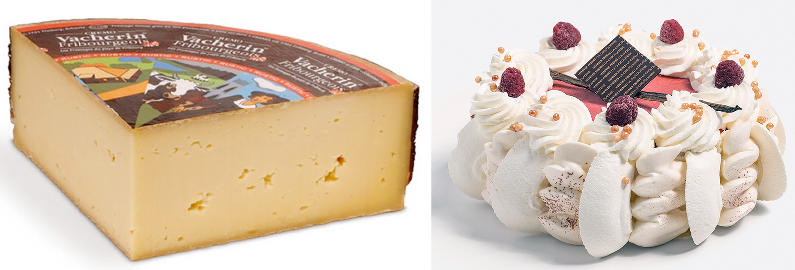 Vacherin cheese and meringue and ice cream vacherin dessert
