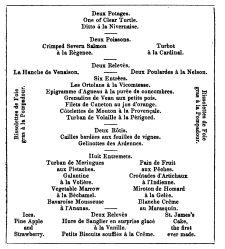 Alexis Soyer Grendon Hall Bill of Fare