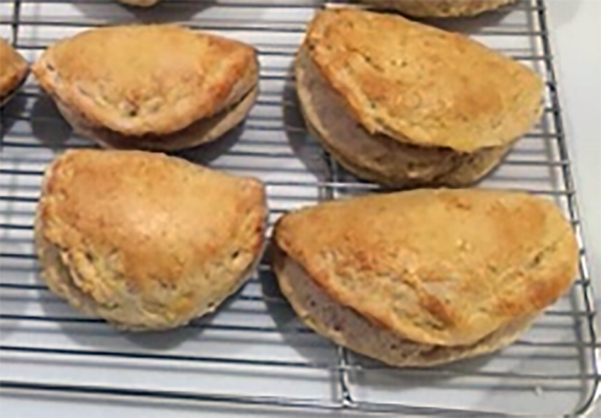 four Ballywindland rolls cooling on a wire rack