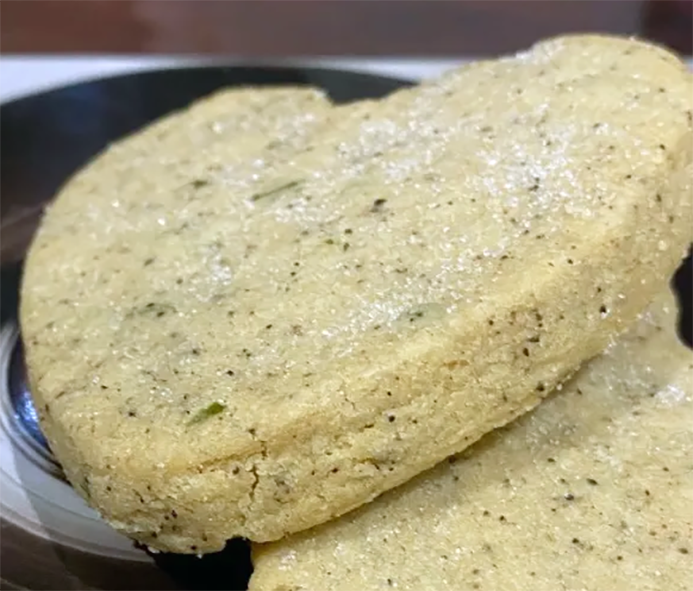 heart-shaped angelica shortbread biscuit